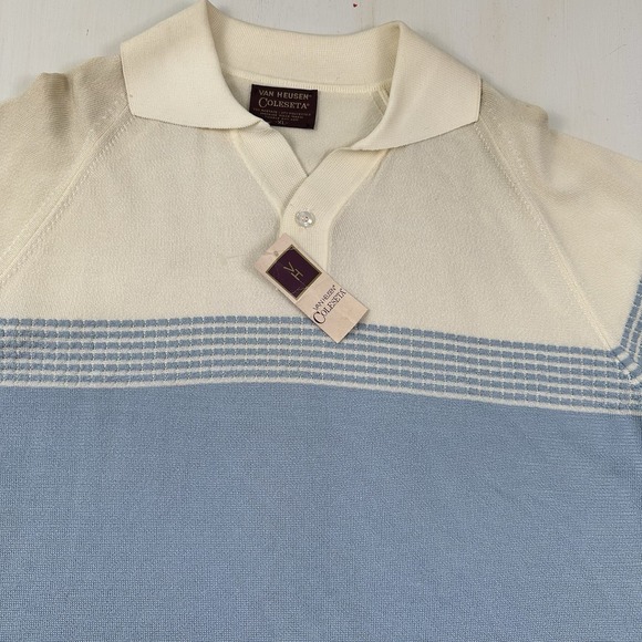 Van Heusen Other - NEW VTG 60s Van Heusen Coleseta‎ Polo Shirt Men Fits Large Tag XL Blue Black